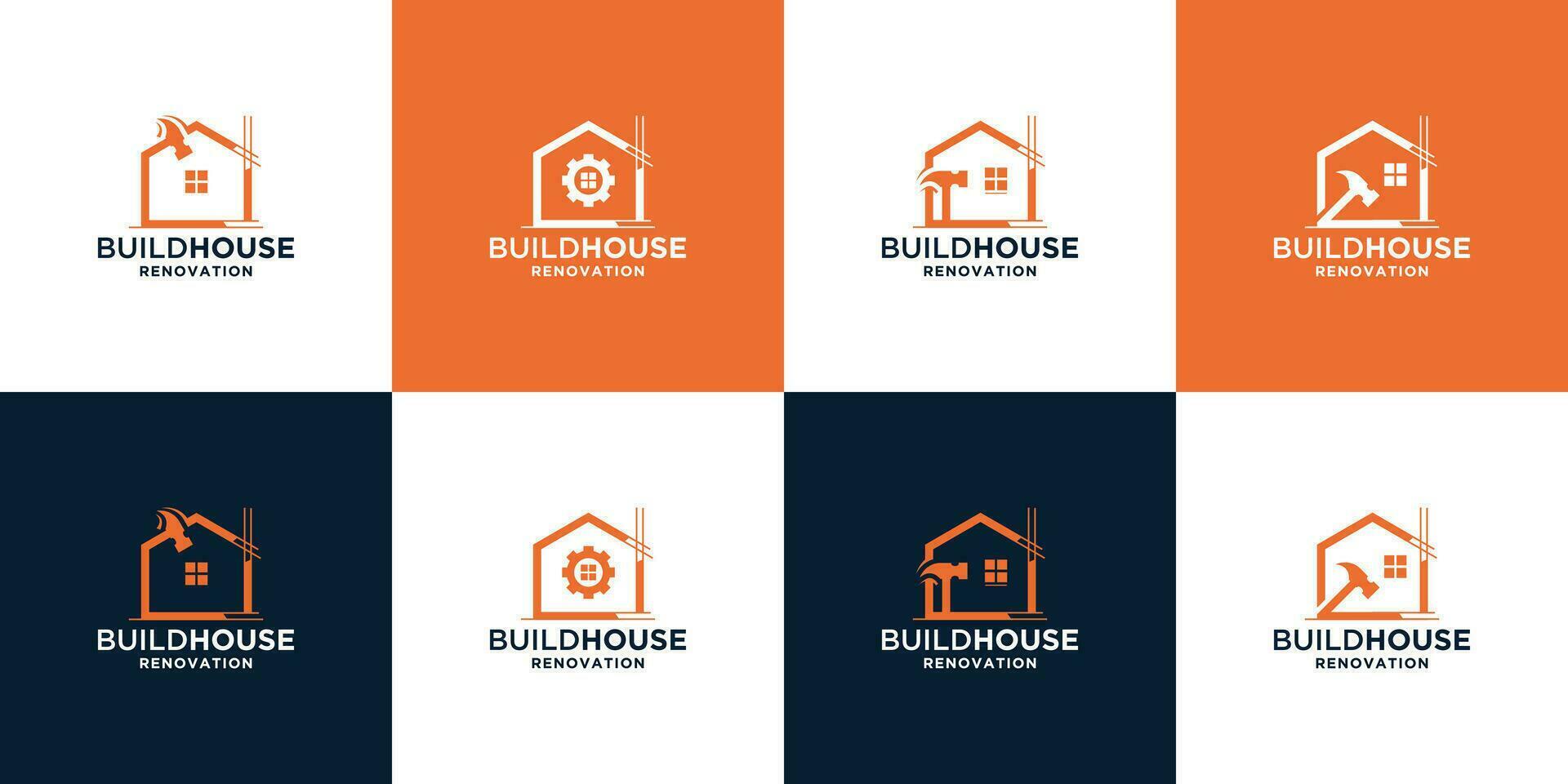 bouwen huis, huis gebouw logo ontwerp verzameling. bouwen huis met creatief combinatie logo vector