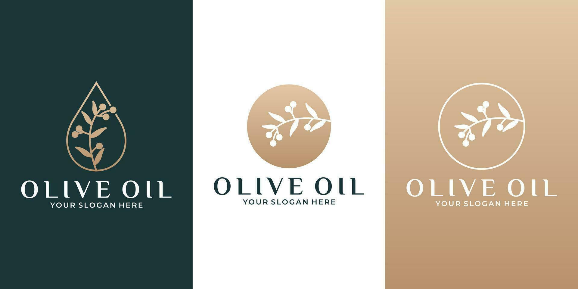 schoonheid olijf- olie Afdeling logo ontwerp sjabloon met gouden kleur voor uw bedrijf kunstmatig, salon, spa, kruiden vector