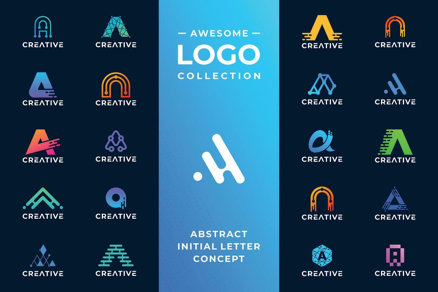 reeks van eerste brief een logo ontwerp. brief een digitaal verbinding logo concept. vector