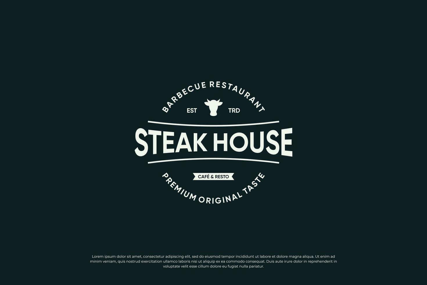 steak huis, barbecue en rooster logo ontwerp. retro etiket voor restaurant. vector