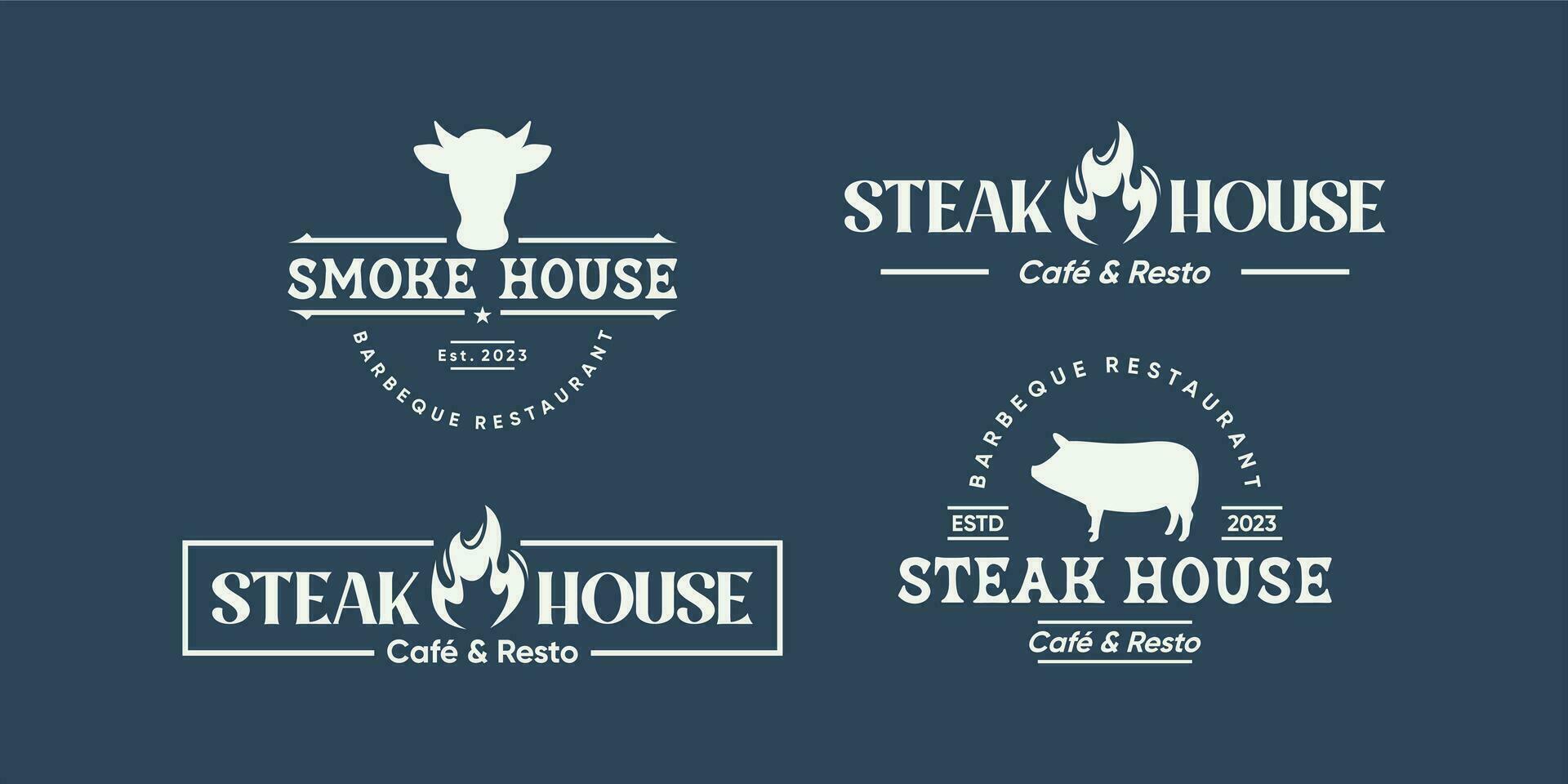 reeks van steak huis insigne logo ontwerp verzameling. vector