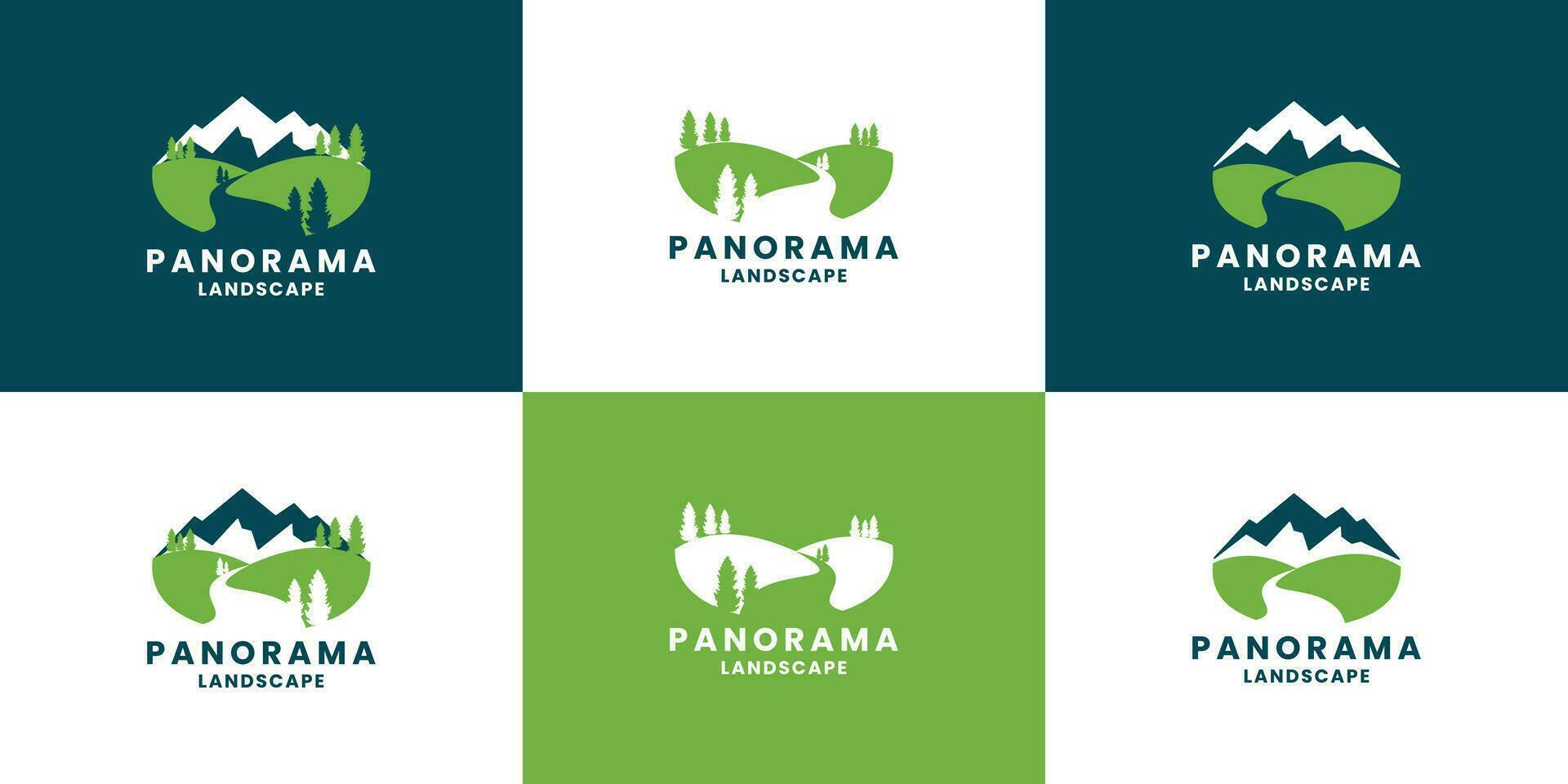 reeks van panorama berg heuvel logo ontwerp inspiratie vector