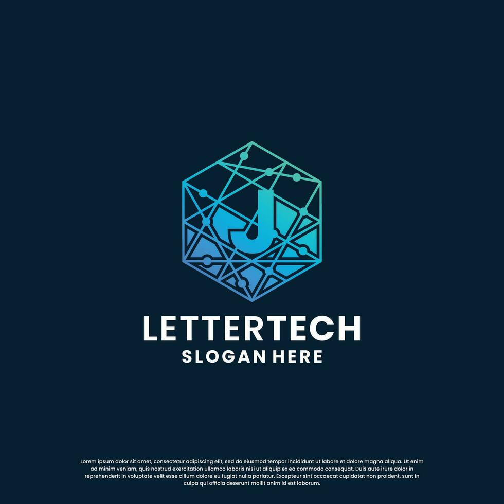 modern brief j logo ontwerp met helling kleur voor technologie en wetenschap bedrijf bedrijf. vector
