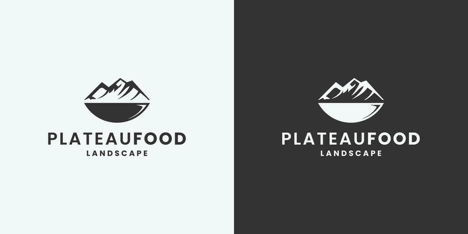 plateau voedsel, berg voedsel, restaurant logo ontwerp vector