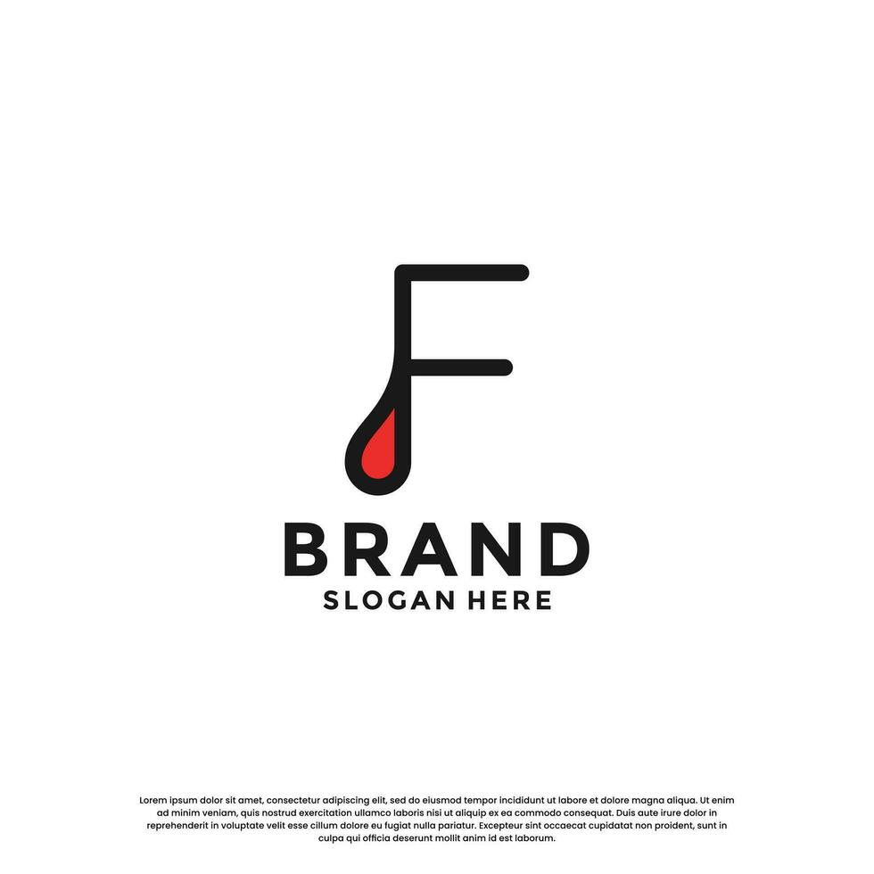 brief f met laten vallen combinatie logo ontwerp inspiratie vector