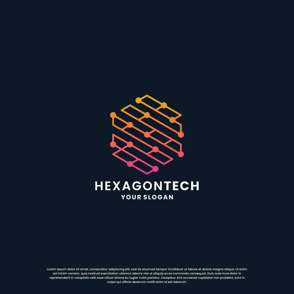 abstract logo voor technologie. zeshoek vorm en verbinding stroomkring concept vector
