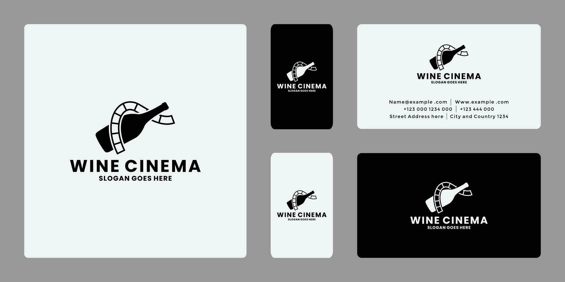 creatief wijn bioscoop logo ontwerp vector bedrijf kaart
