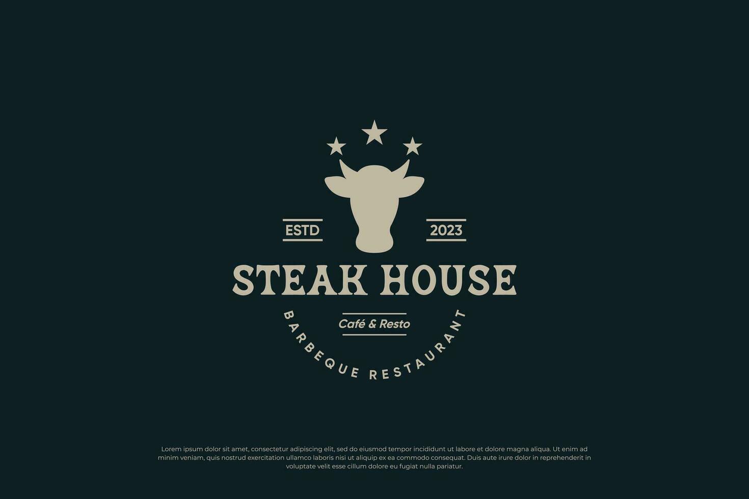 wijnoogst etiket steak huis logo vector. vector