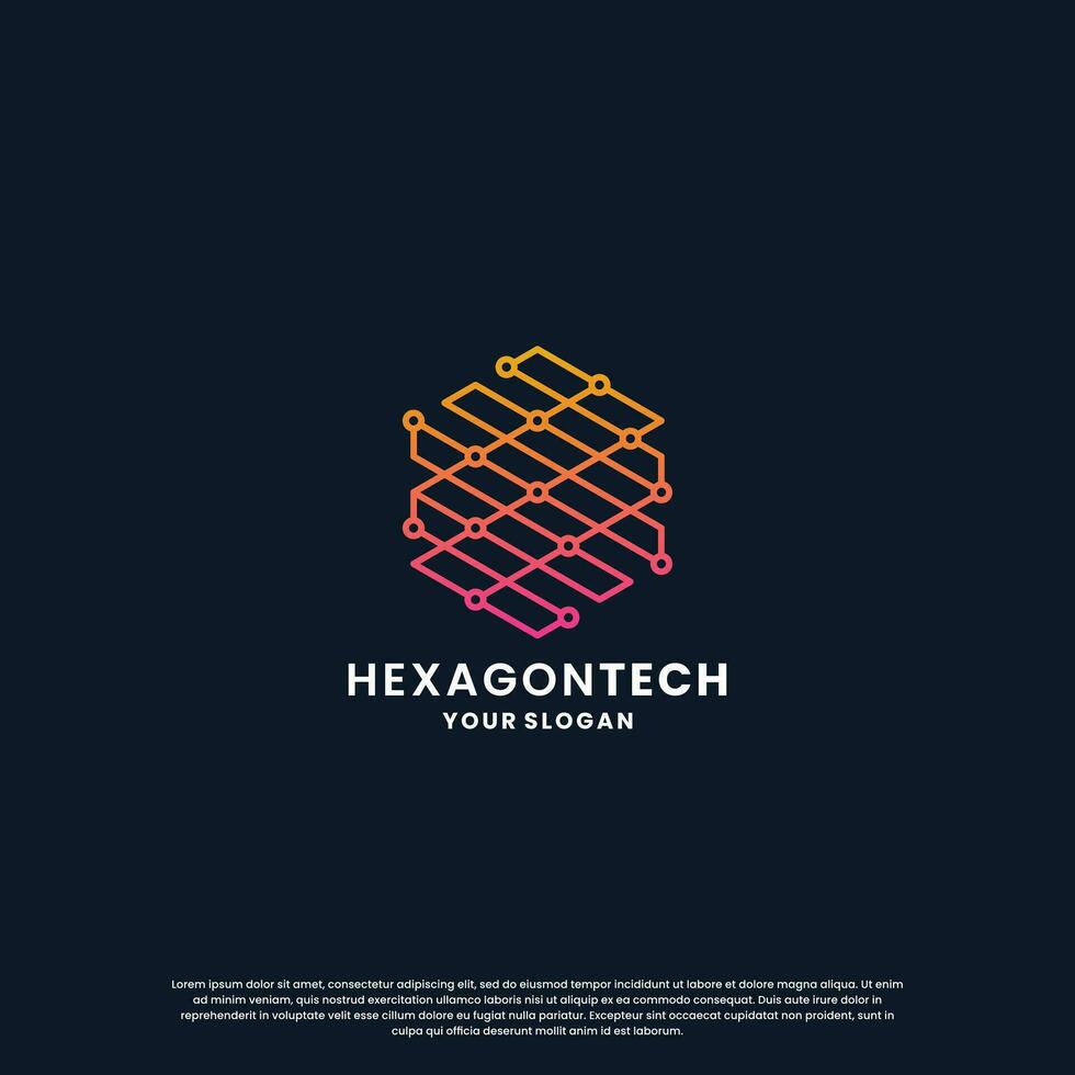 abstract logo voor technologie. zeshoek vorm en verbinding stroomkring concept vector