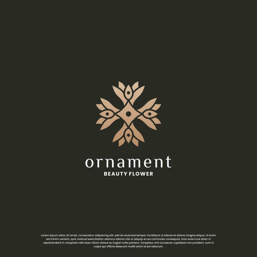 luxe winkel logo ontwerp. bloem ornament logo sjabloon. monogram concept met gouden kleur vector