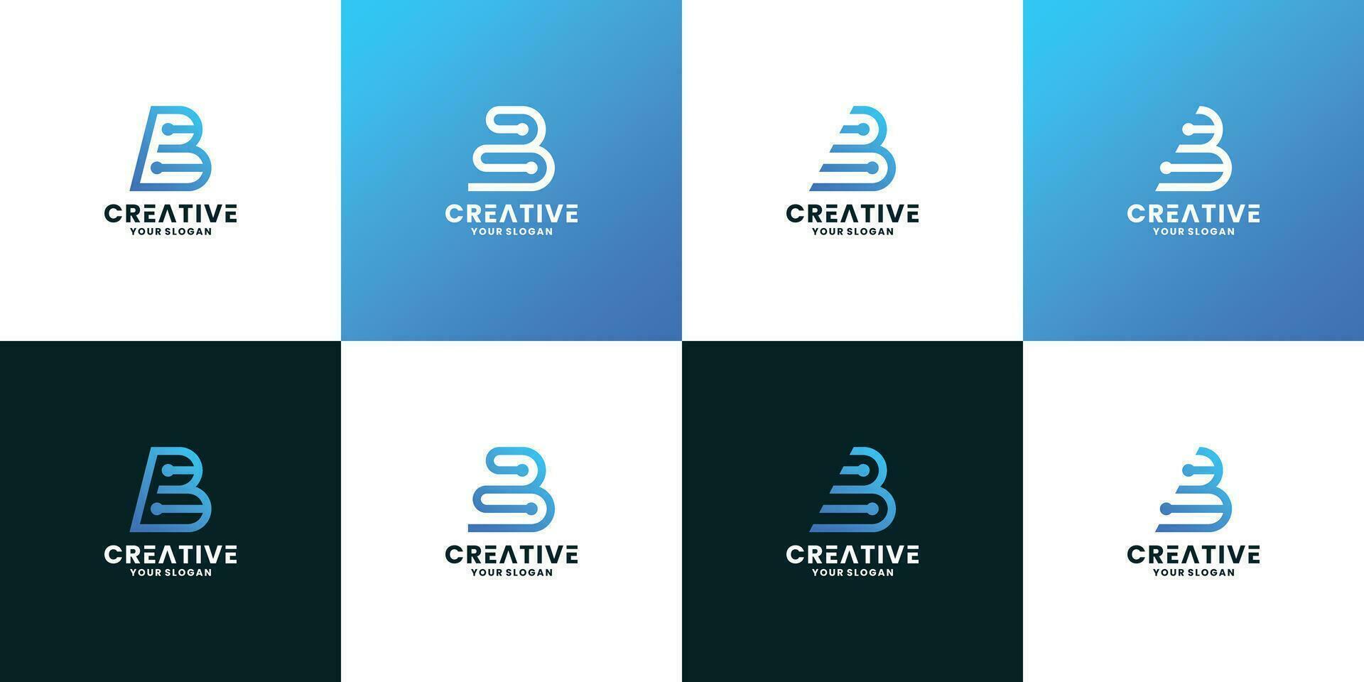 reeks van brief b technologie stijl logo ontwerp vector