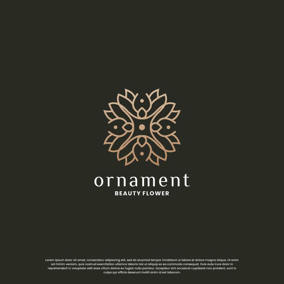 luxe winkel logo ontwerp. bloem ornament logo sjabloon. monogram concept met gouden kleur vector