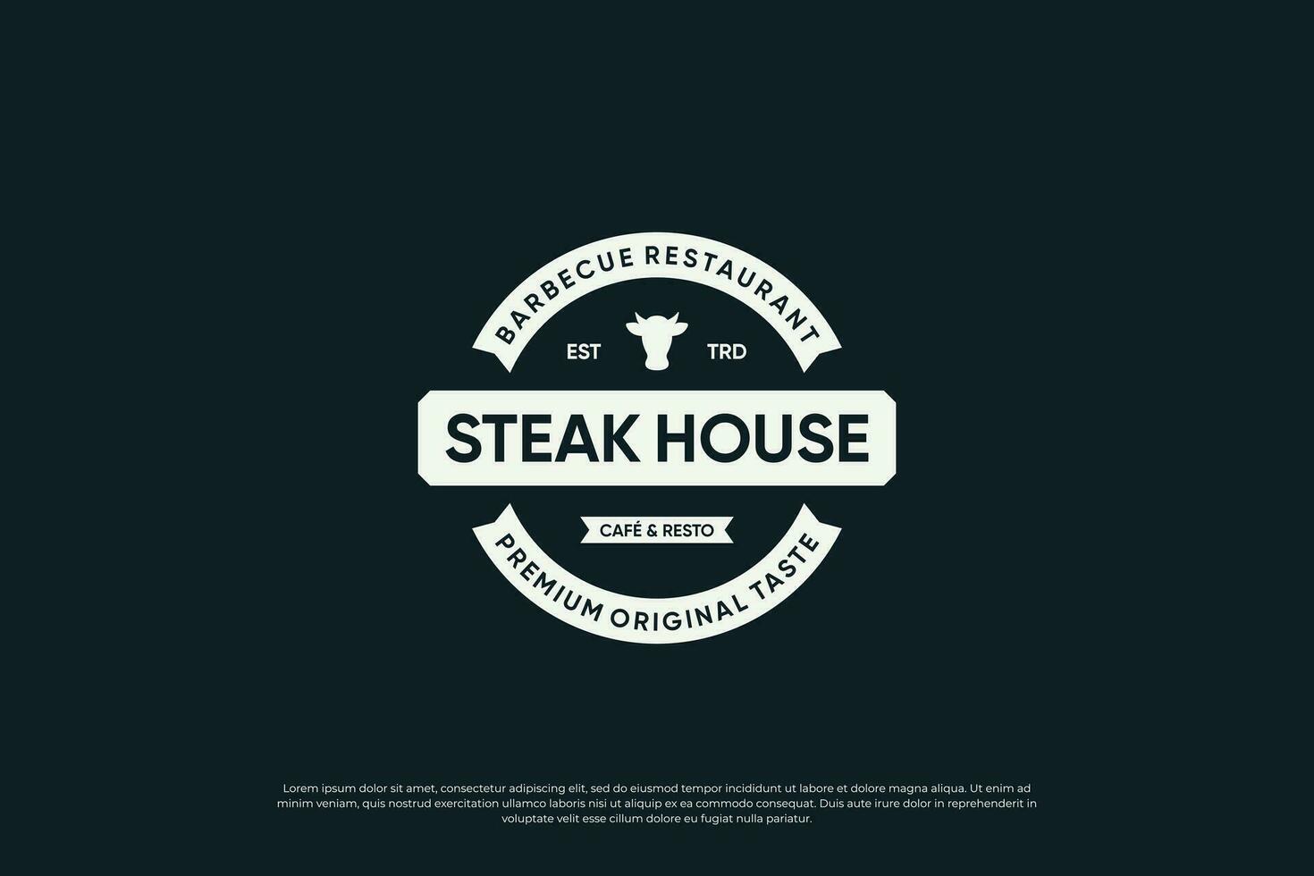 wijnoogst etiket steak huis logo vector. vector
