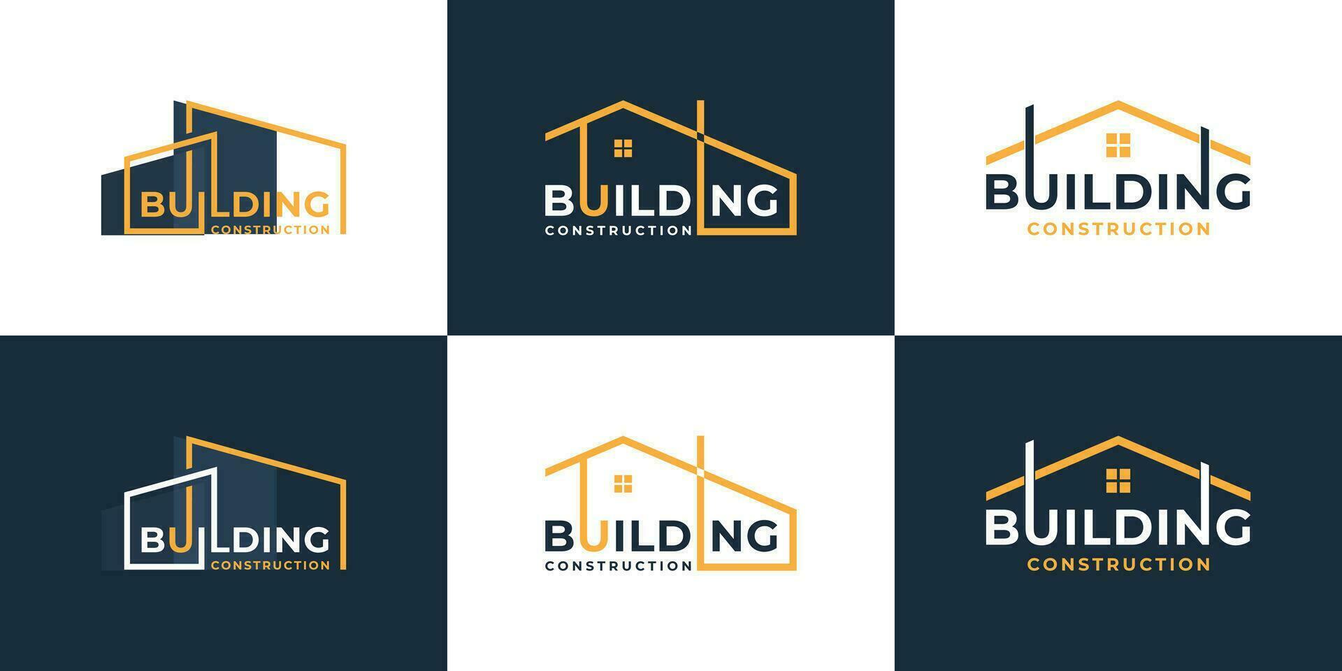reeks van gebouw huis vernieuwing logo ontwerp met woord Mark en typografie kunst vector. vector