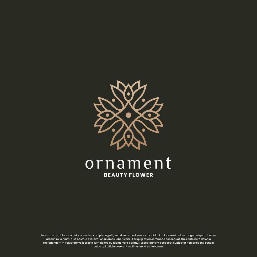 luxe winkel logo ontwerp. bloem ornament logo sjabloon. monogram concept met gouden kleur vector