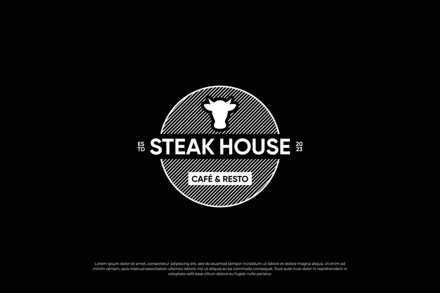 retro steak huis logo ontwerp. steak embleem, steak restaurant etiket logo. vector