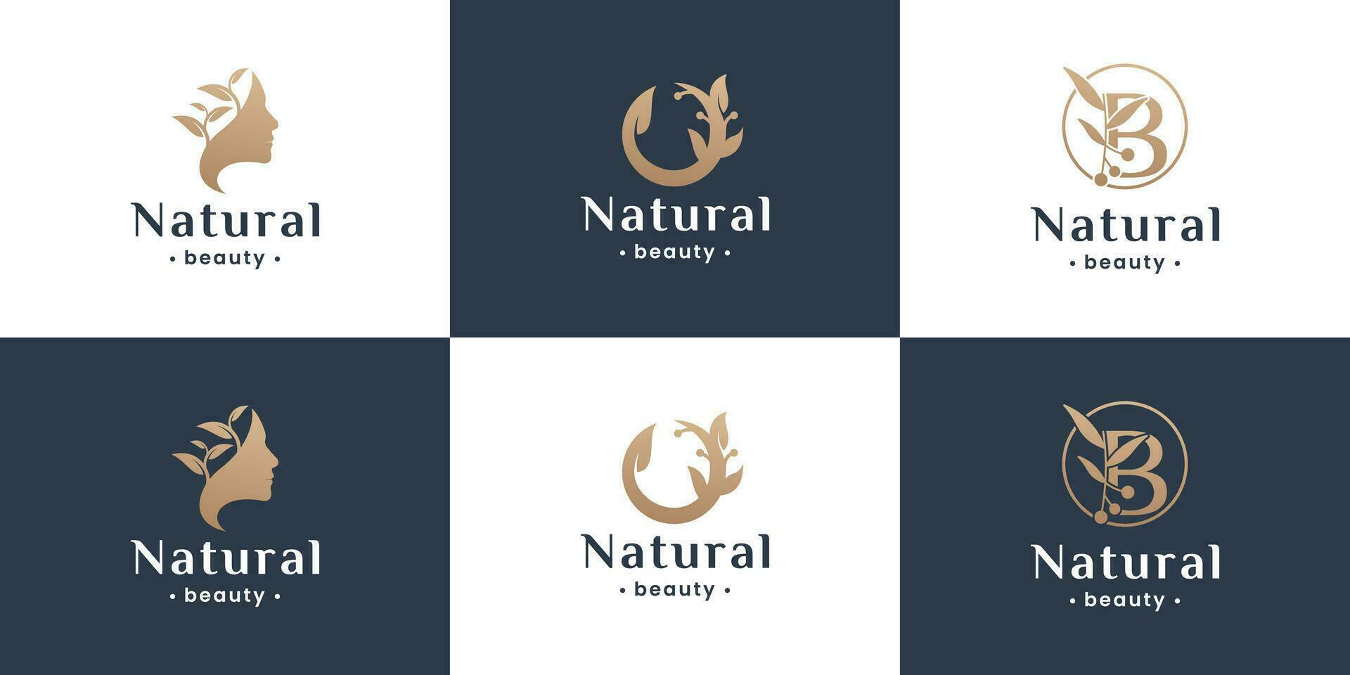 luxe vrouw haar- salon en spa logo ontwerp verzameling. vector