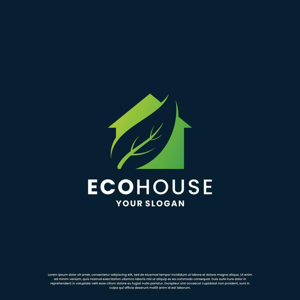 eco huis logo ontwerp. modern groen huis logo voor uw bedrijf vector