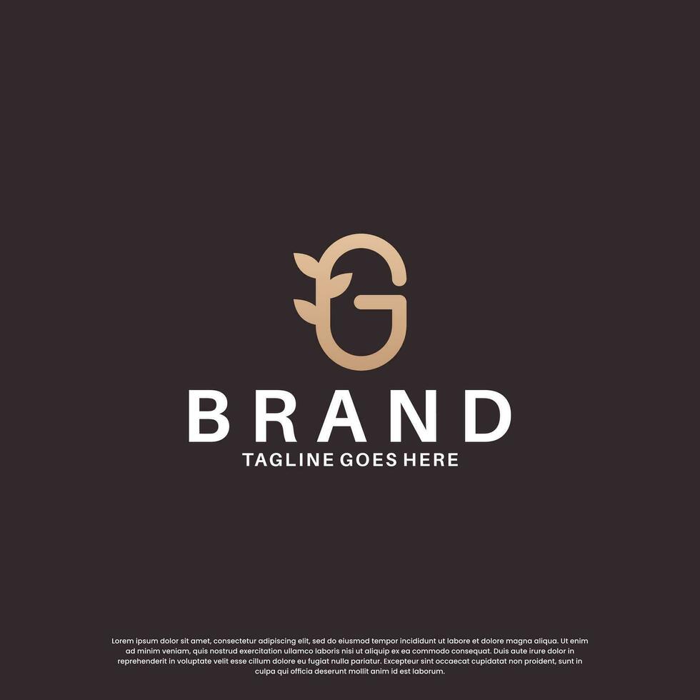 schoonheid brief g logo ontwerp combineren met blad vector