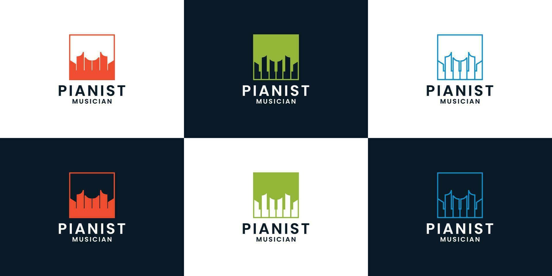 reeks van piano, pianist logo ontwerp vector