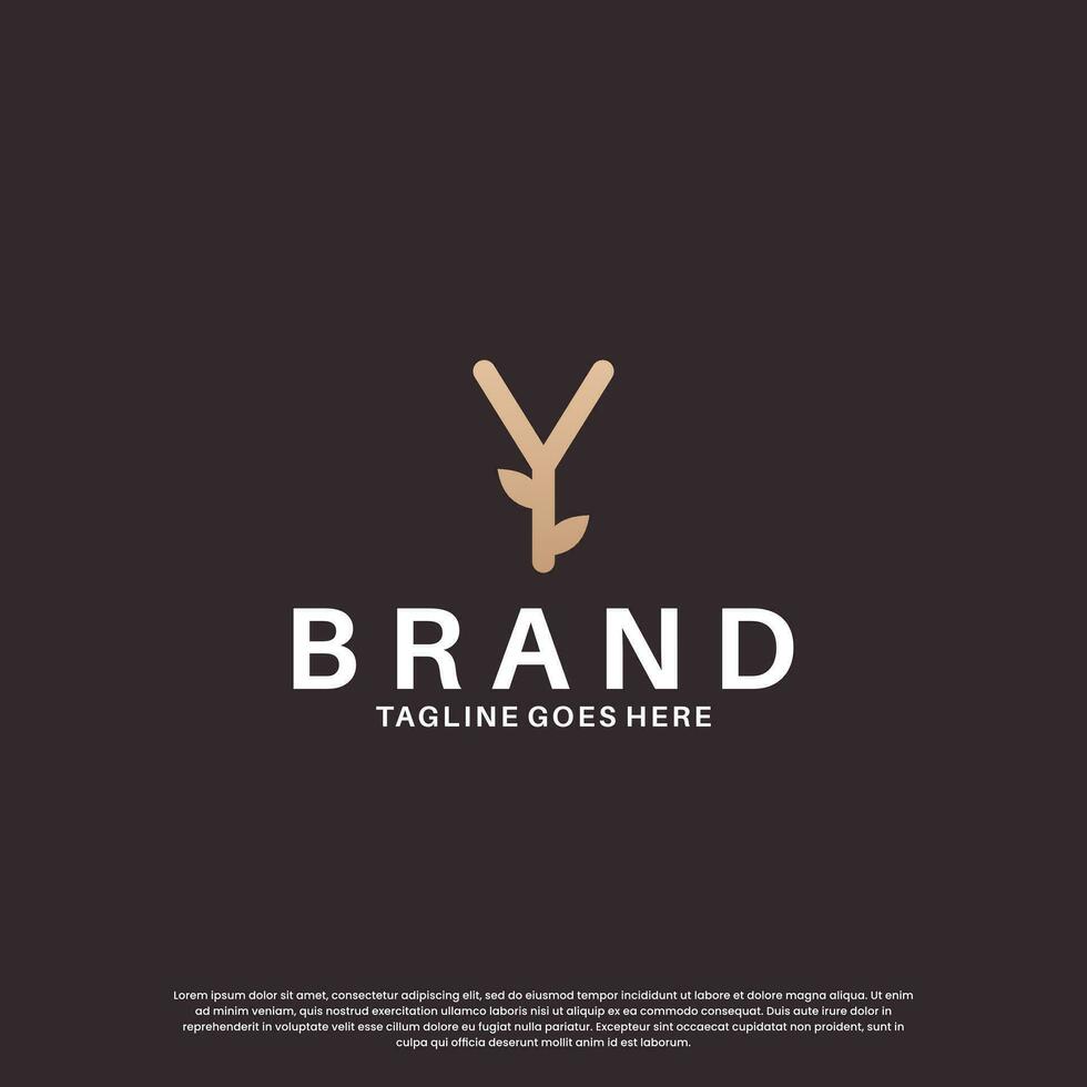 schoonheid brief y logo ontwerp combineren met blad vector