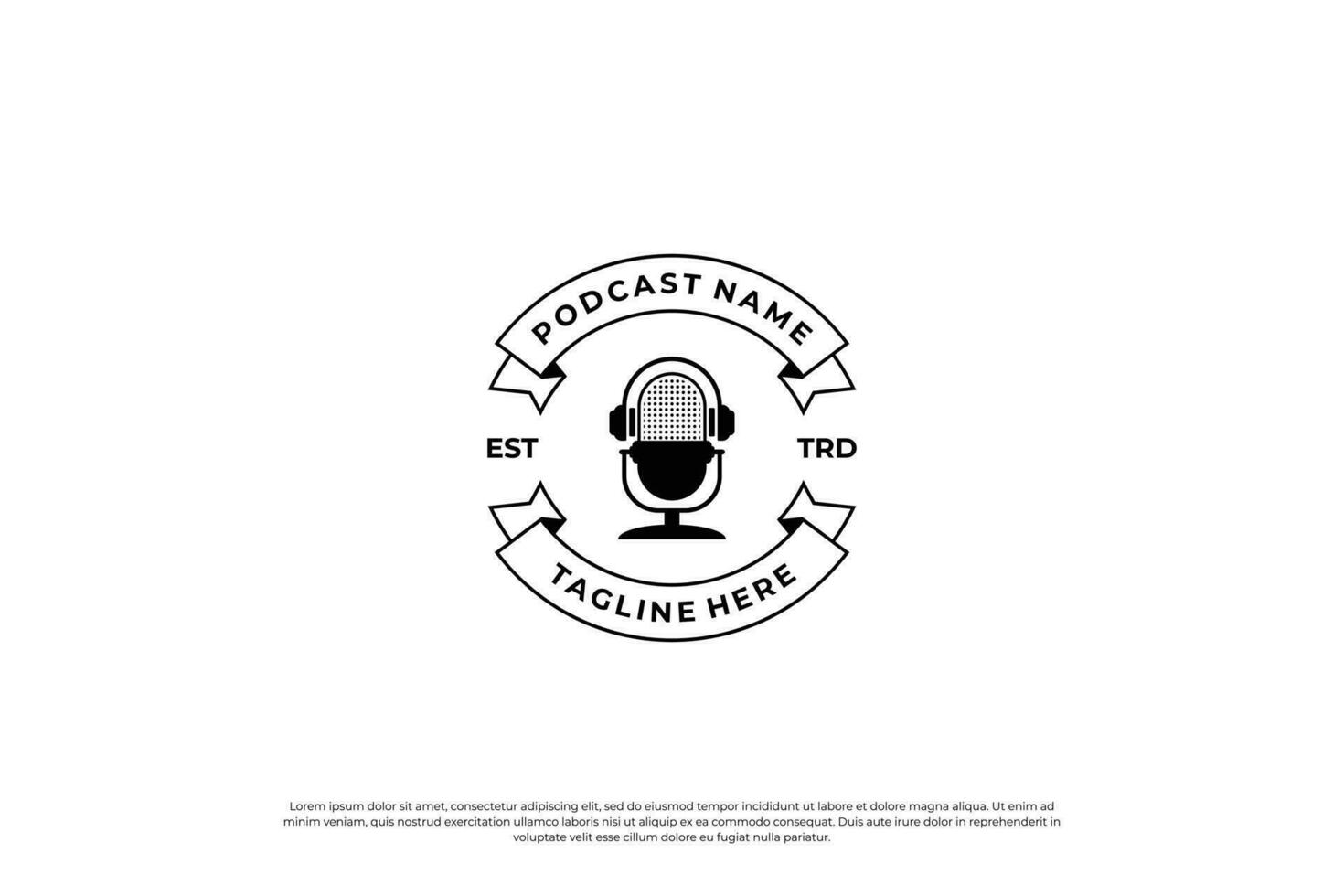 wijnoogst podcast logo ontwerp. podcast insigne etiket logo symbool. vector