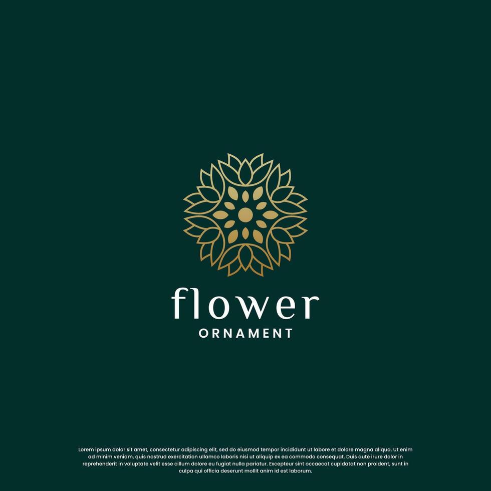 luxe winkel logo ontwerp. bloem ornament logo sjabloon. monogram concept met gouden kleur vector