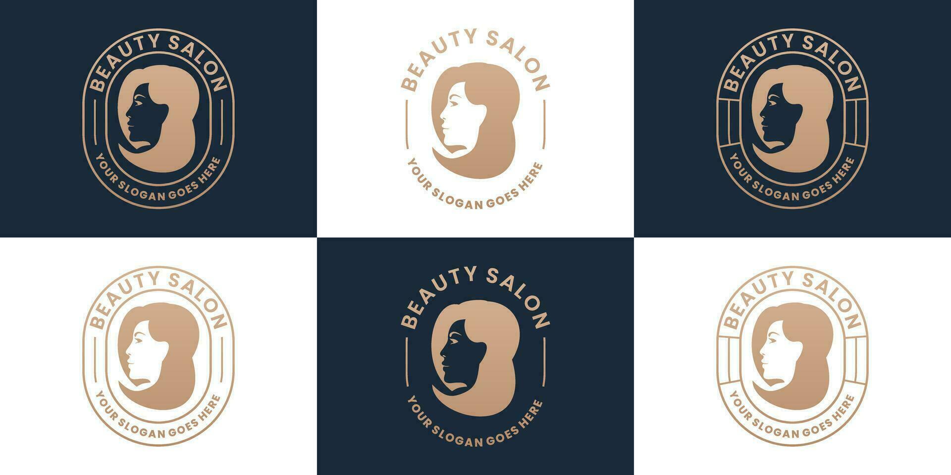 reeks retro schoonheid vrouw salon en spa logo ontwerp verzameling vector