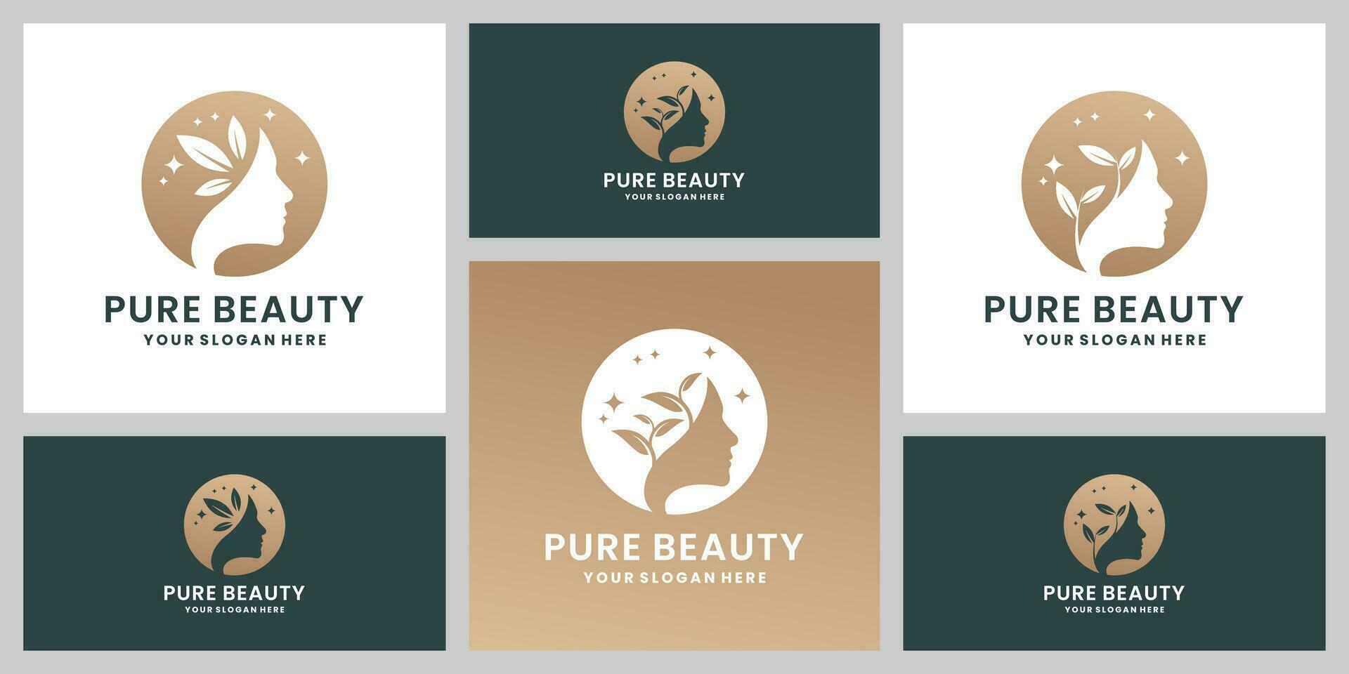 luxe zuiver schoonheid logo ontwerp. natuur vrouw logo. vrouw droom logo verzameling vector