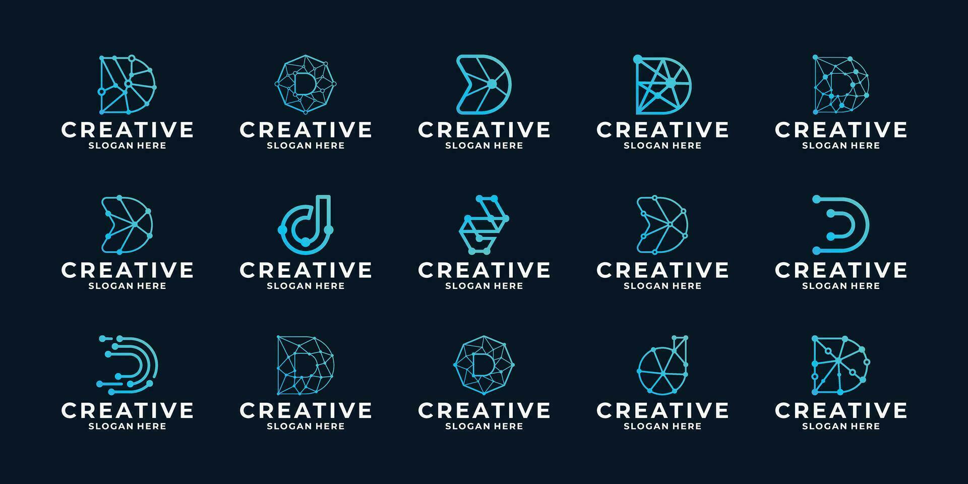 reeks van creatief brief d verstand punt verbinding logo ontwerp. vector