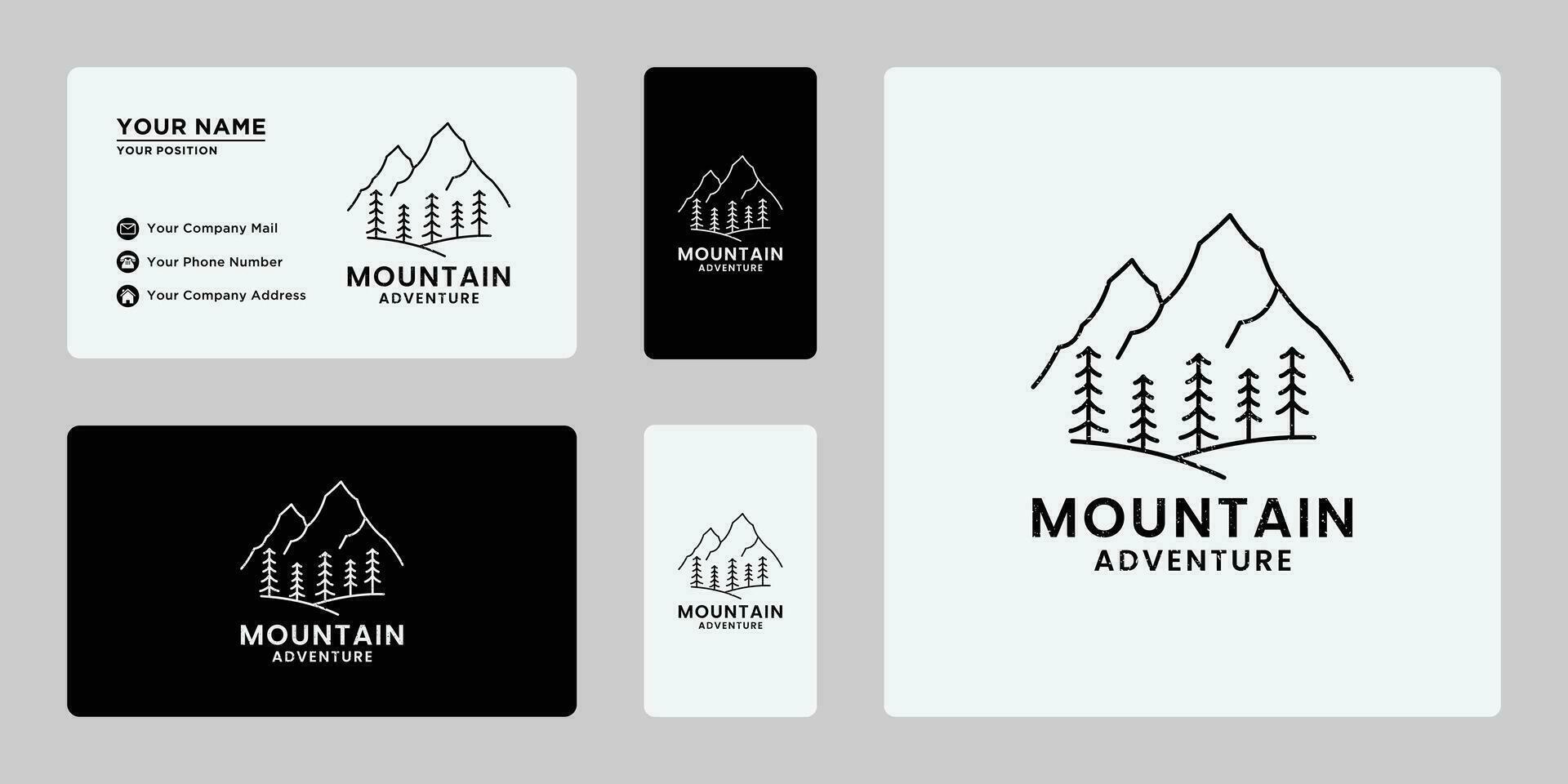 wijnoogst berg heuvel avontuur logo ontwerp sjabloon vector