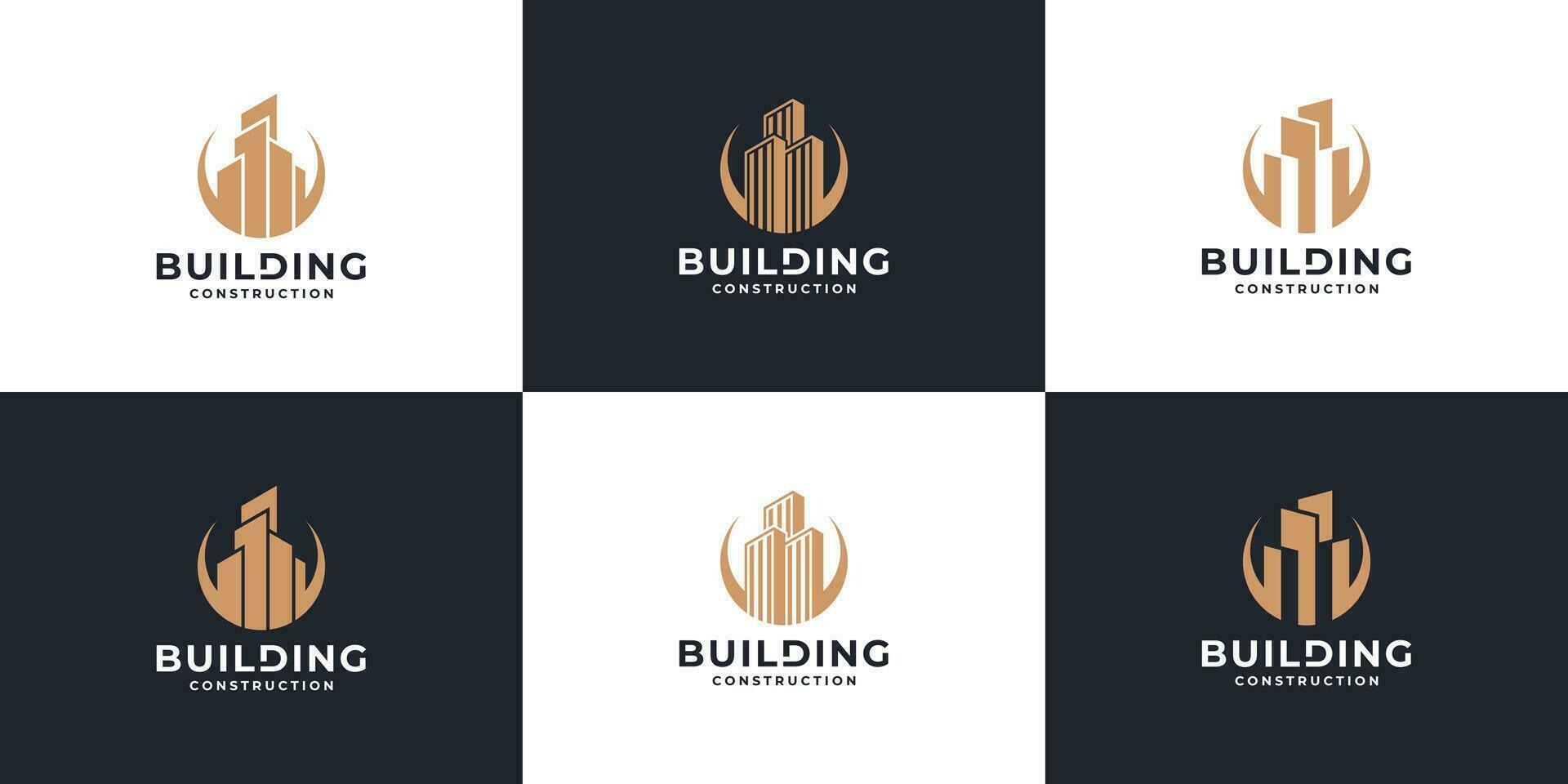 reeks van abstract gebouw logo ontwerp. echt landgoed logo verzameling met gouden kleur. vector