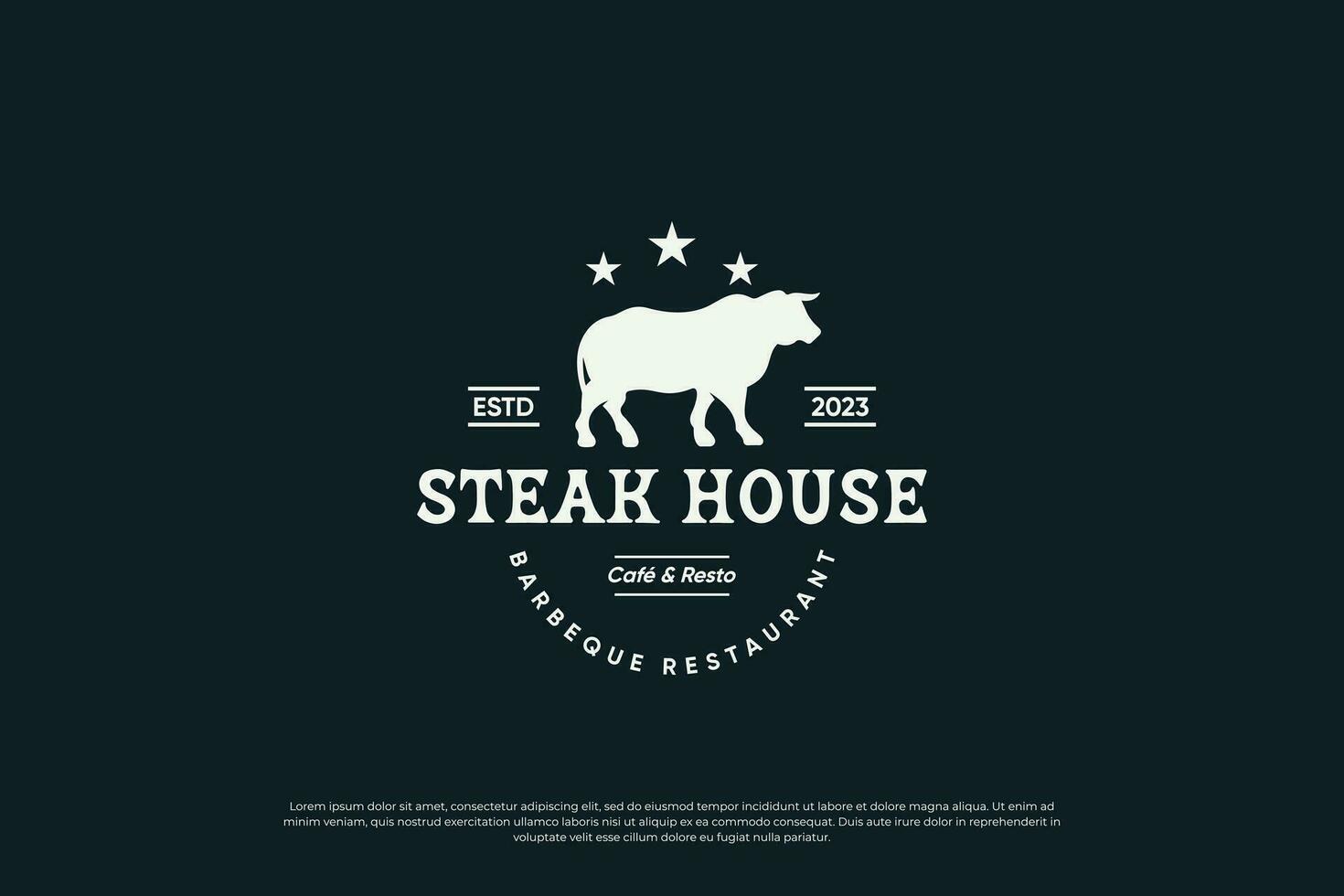 wijnoogst etiket steak huis logo vector. vector