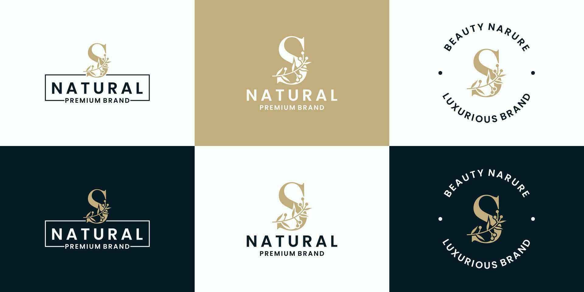 brief s logo ontwerp combinatie bloemen gebladerte kader collecties vector