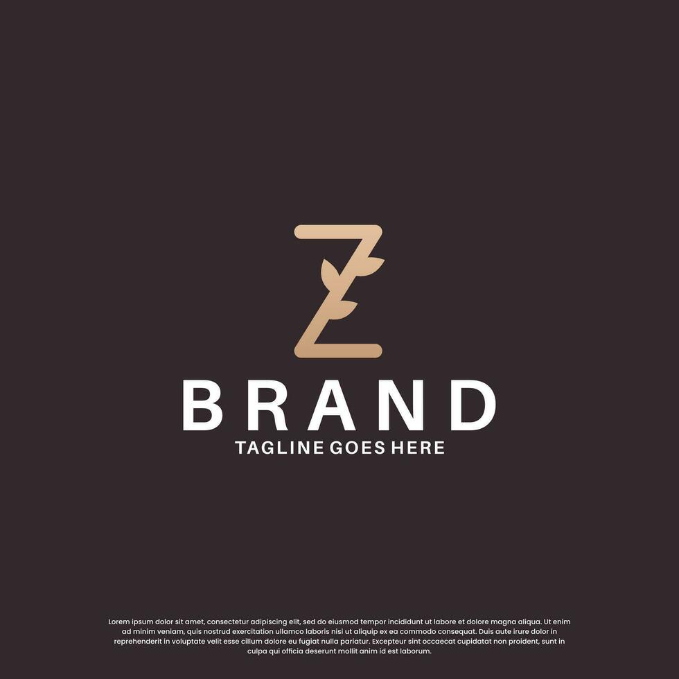 schoonheid brief z logo ontwerp combineren met blad vector