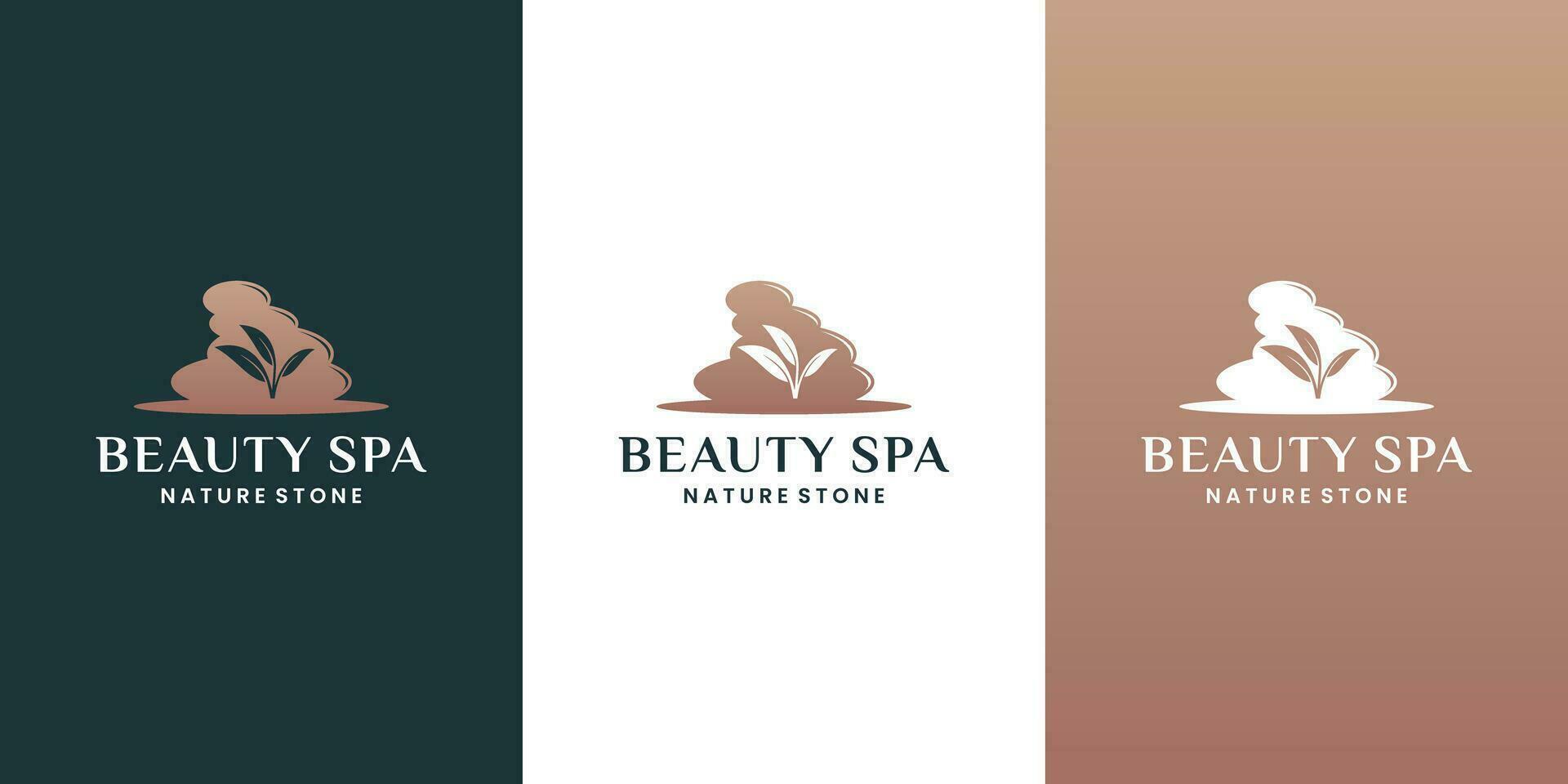 spa stenen logo ontwerp vector met blad lotus