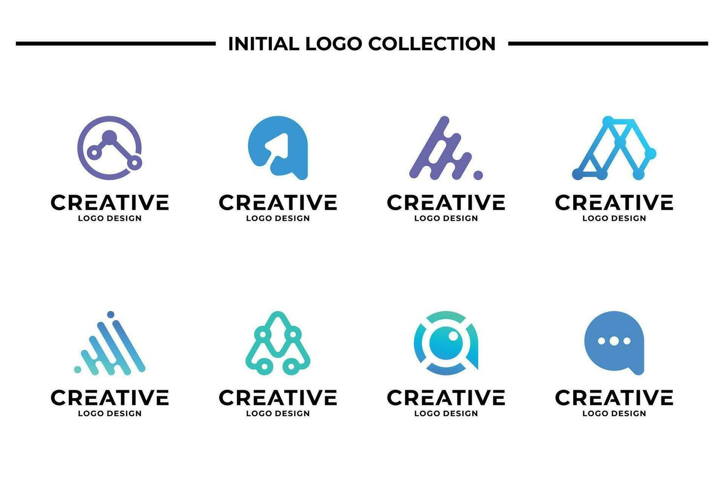 reeks van brief een logo ontwerp. modern symbool voor digitaal technologie met molecuul en abstract vector