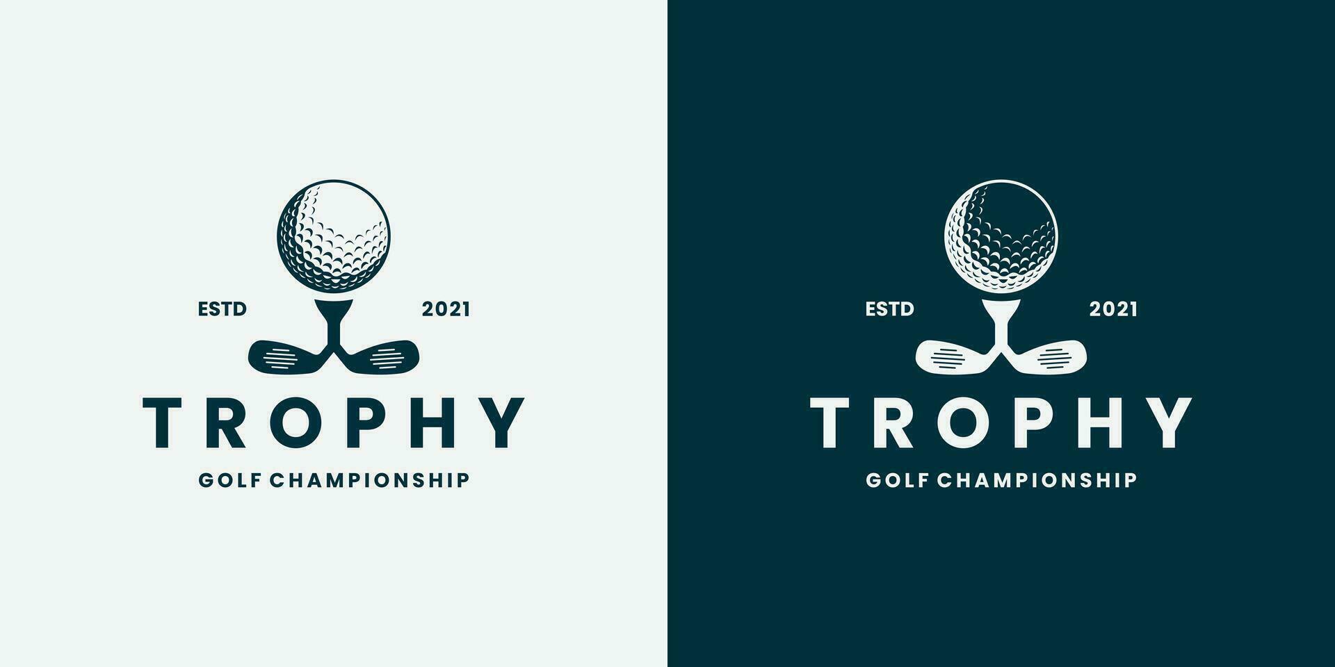 trofee golf kampioenschap logo ontwerp retro stijl vector