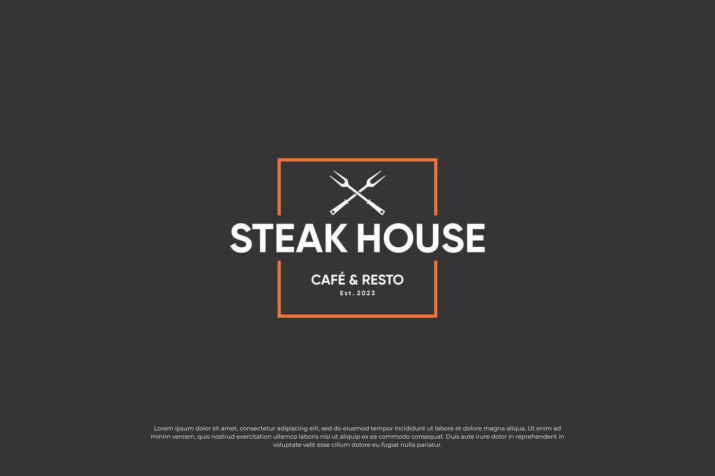 steak huis embleem logotype met wijnoogst stijl. vector