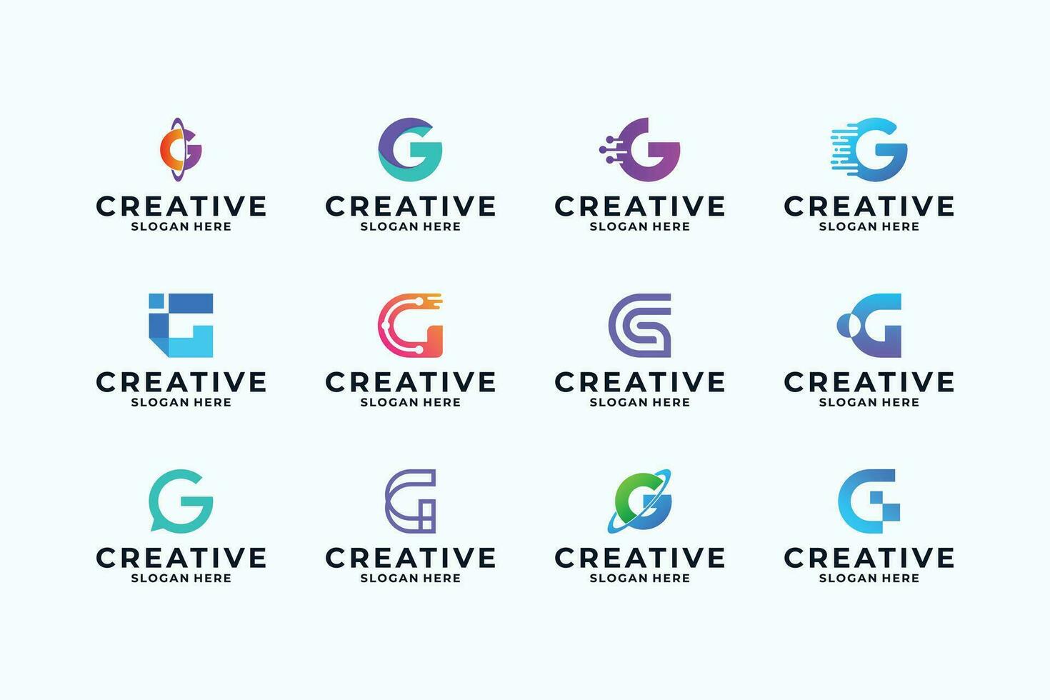 reeks van brief g logo ontwerp met digitaal combinatie. vector