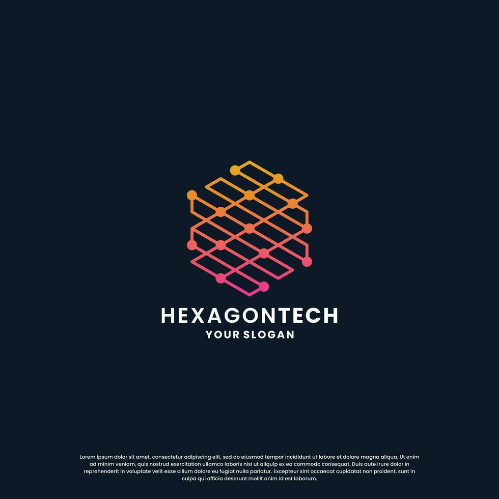 abstract logo voor technologie. zeshoek vorm en verbinding stroomkring concept vector