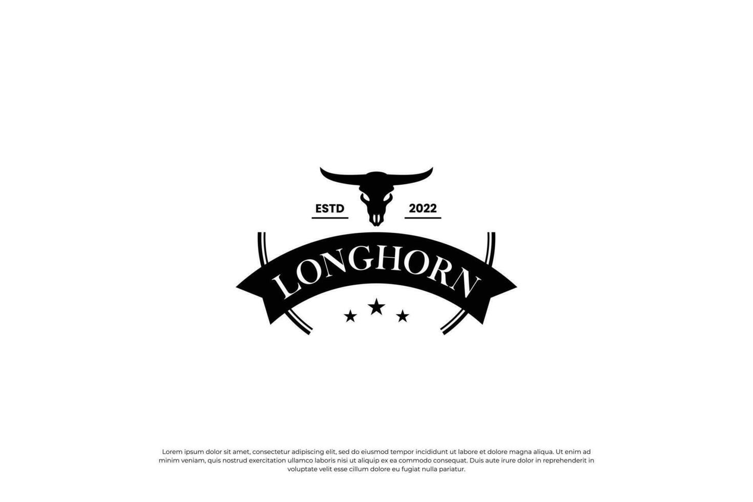 retro langhoorn, buffel, stier embleem logo sjabloon. vector