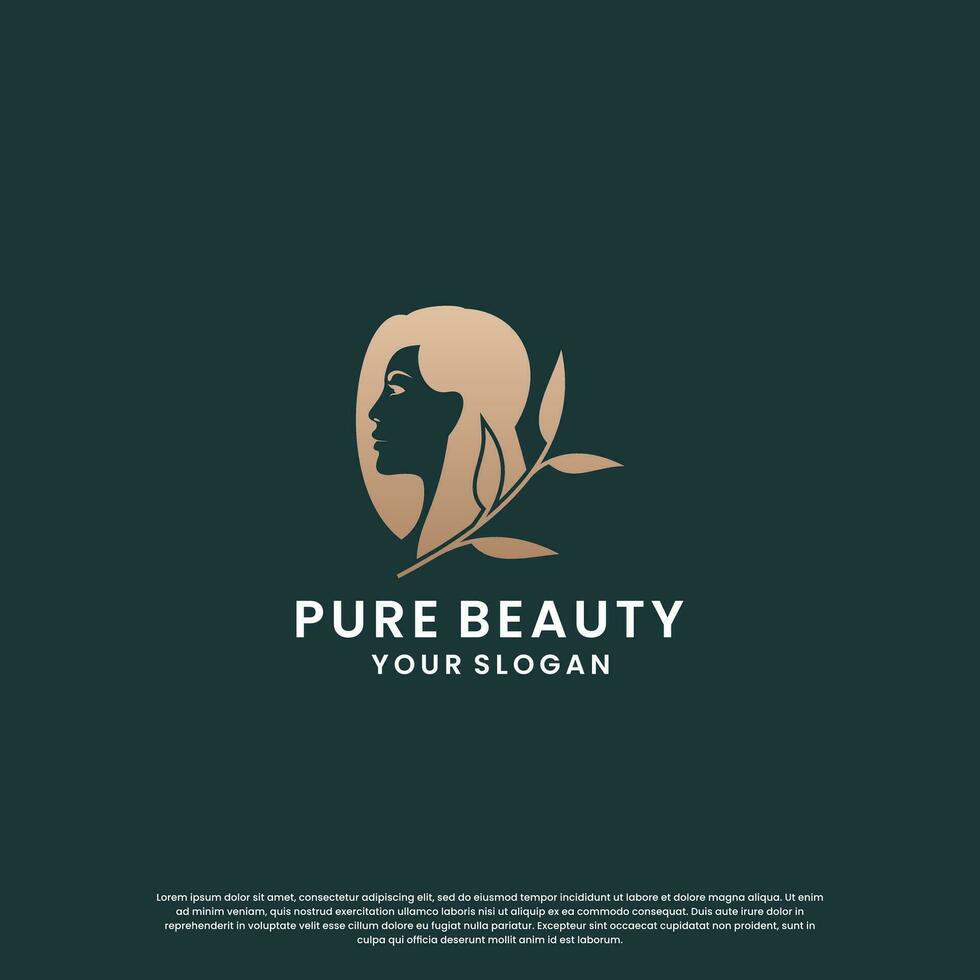 luxe schoonheid vrouw logo ontwerp. embleem etiket kunstmatig logo vector