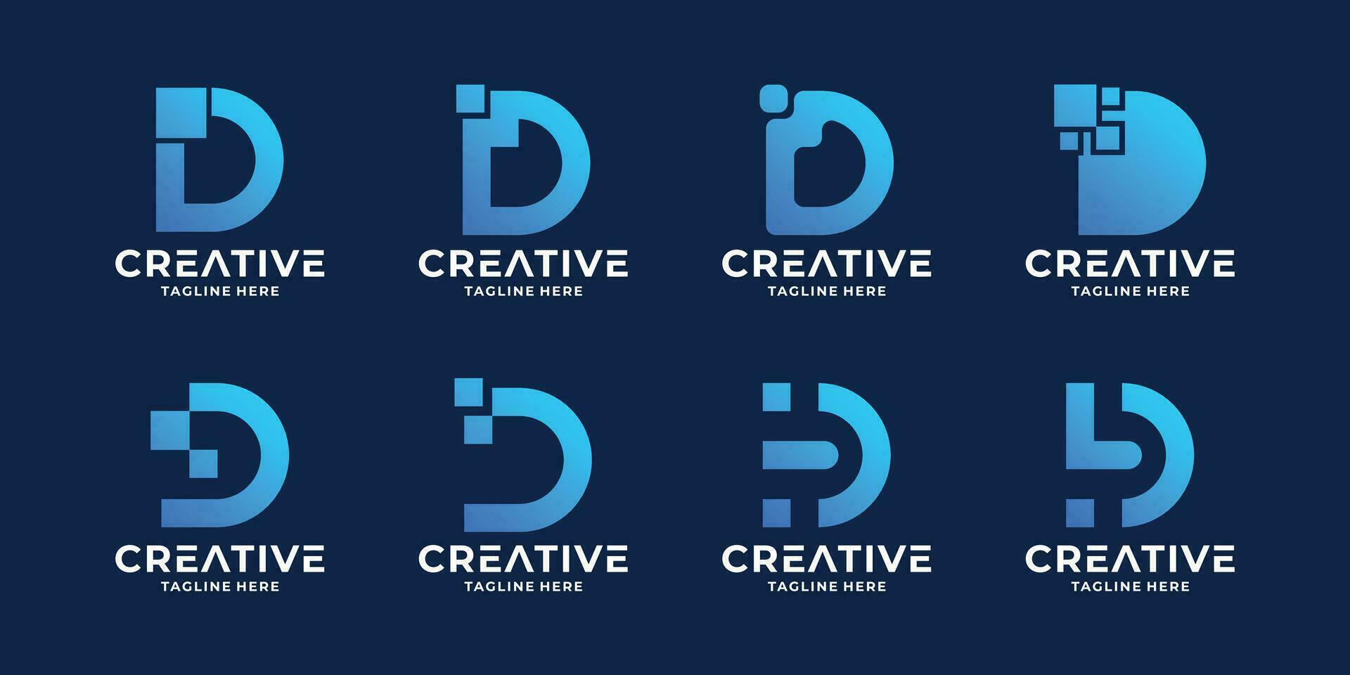 reeks van eerste d technologie logo ontwerp modern. d tech logo, d digitaal logo. vector