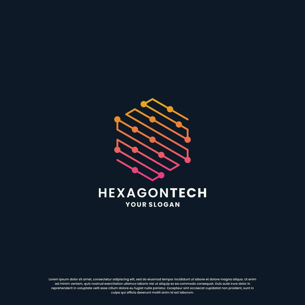 abstract logo voor technologie. zeshoek vorm en verbinding stroomkring concept vector