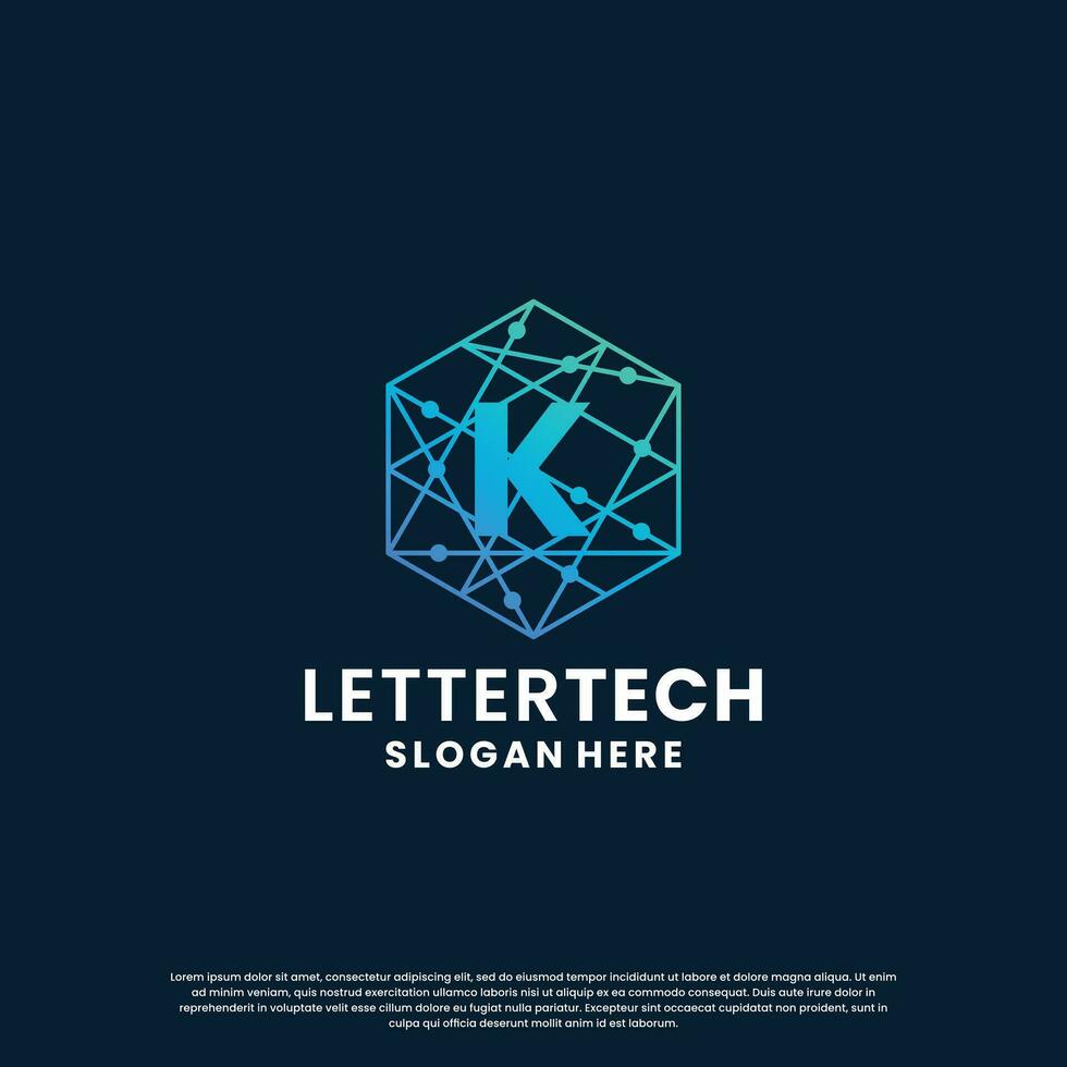 brief k logo ontwerp voor technologie, wetenschap en laboratorium bedrijf bedrijf identiteit vector