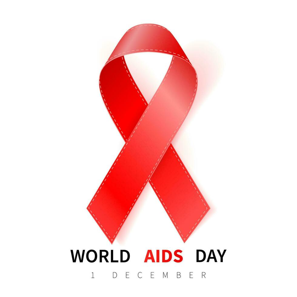 wereld AIDS dag symbool, 1 december. realistisch rood lint symbool. medisch ontwerp. vector illustratie