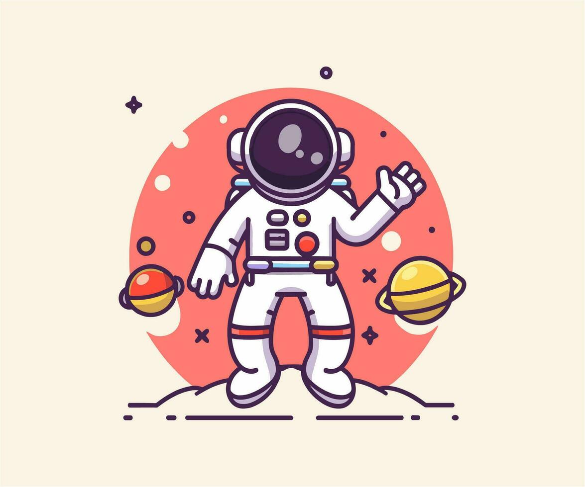 vector schattig astronaut illustratie, tekenfilm vlak geïsoleerd