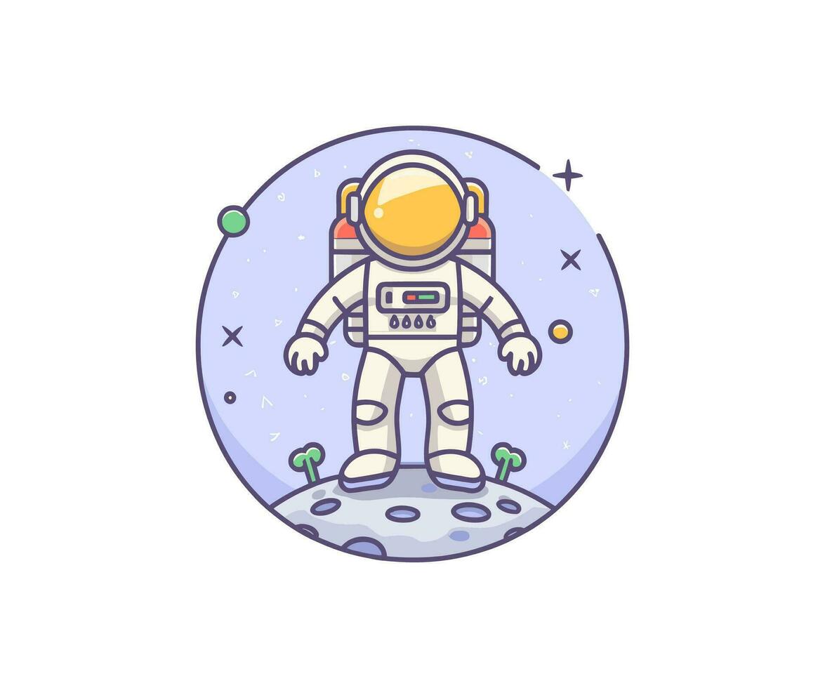 vector schattig astronaut illustratie, tekenfilm vlak geïsoleerd