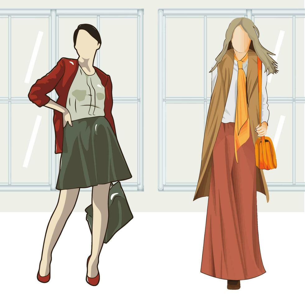 illustratie van vrouwen kleding modellen vector